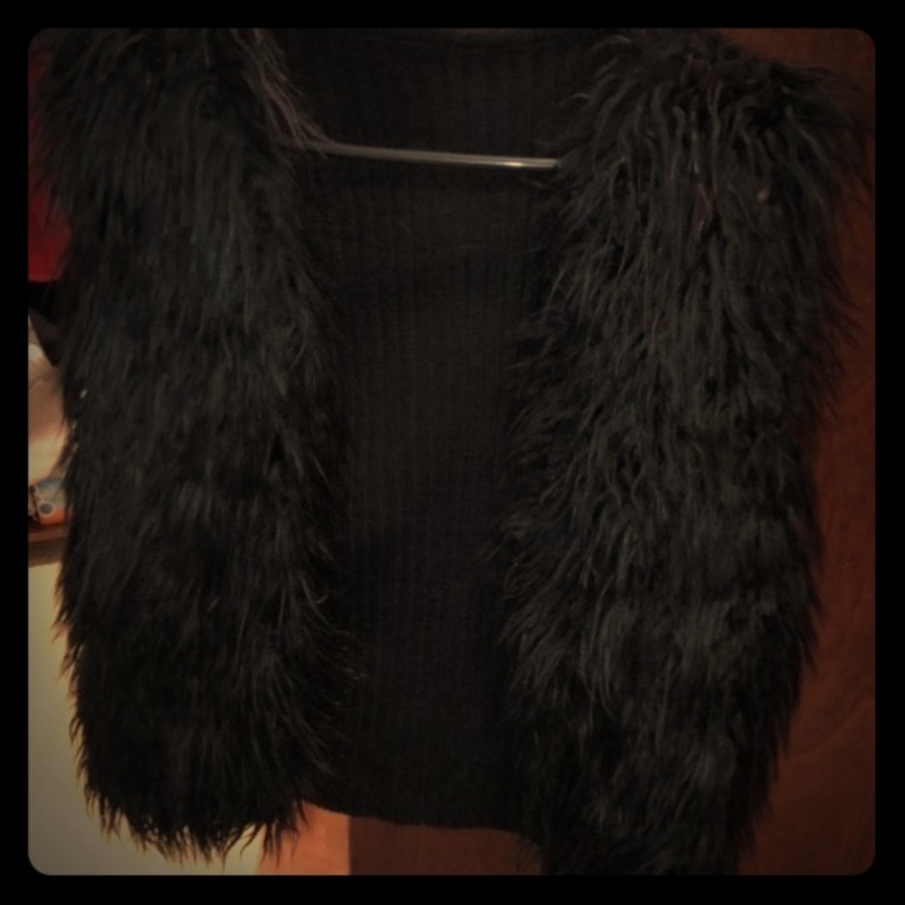 Black fur vest